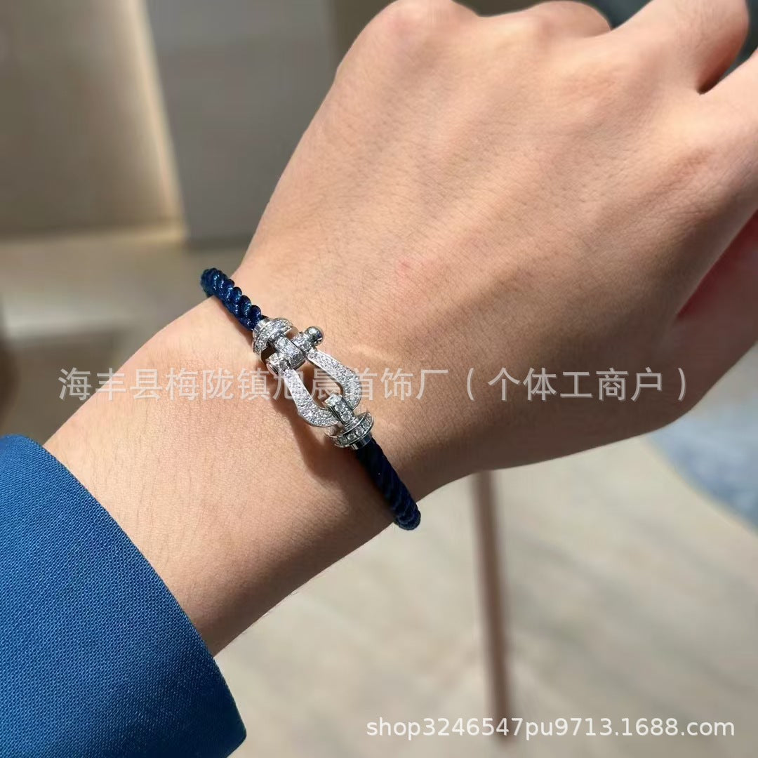 New Trendy Ins Black Samurai Black Couple's Year Horseshoe Buckle Steel Rope Bracelet Bracelet Men's Bracelet