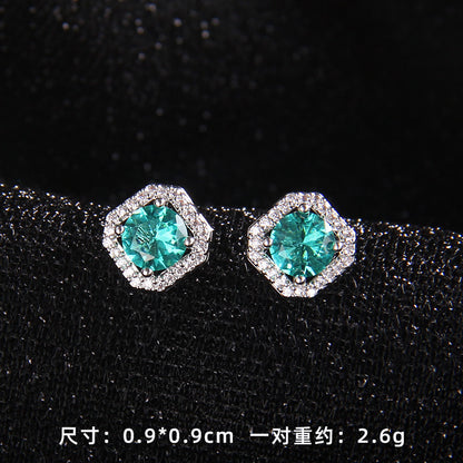 Set of Zircon Cross-Border Aliexpress Crystal Square Diamond Full Diamond Perfume Bottle Necklace Women's Jewelry Earrings Hot Selling Earrings
