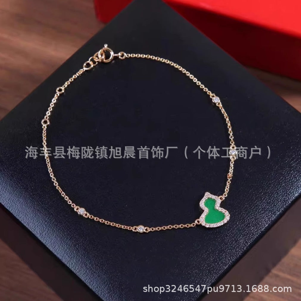 Kirin Gourd Bracelet Fashion Plated 18k Rose Gold Red Agate Jewelry Diamond Bracelet Benmingnian Red Rope Light Luxury