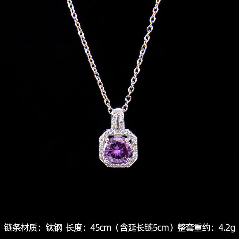 Set of Zircon Cross-Border Aliexpress Crystal Square Diamond Full Diamond Perfume Bottle Necklace Women's Jewelry Earrings Hot Selling Earrings
