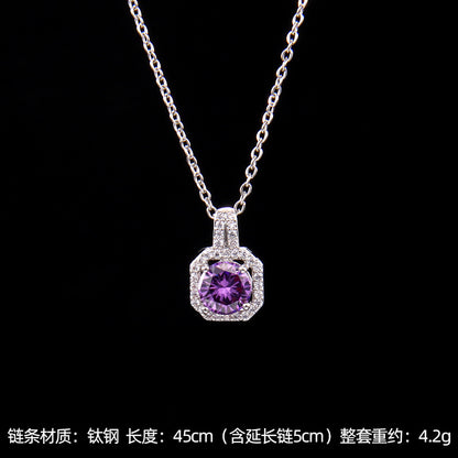 Set of Zircon Cross-Border Aliexpress Crystal Square Diamond Full Diamond Perfume Bottle Necklace Women's Jewelry Earrings Hot Selling Earrings