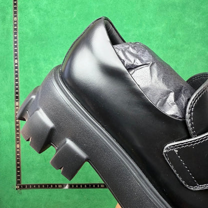Prada - Monolith Brushed Leather Loafers