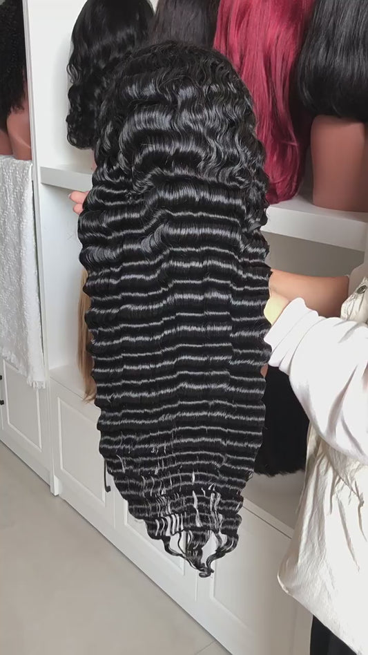 Deep wave human hair wig Amazon cross border bestseller human hair lace head